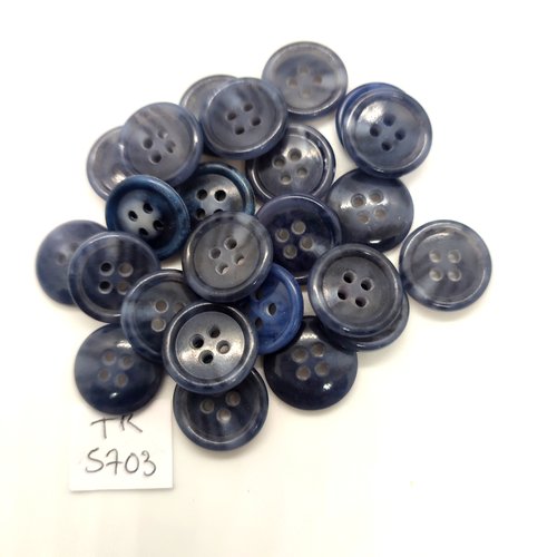 24 boutons en résine bleu / gris - 15mm - tr5703