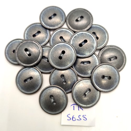 17 boutons en métal gris - 18mm - tr5655