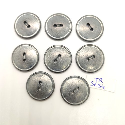 8 boutons en métal gris - 22mm - tr5654
