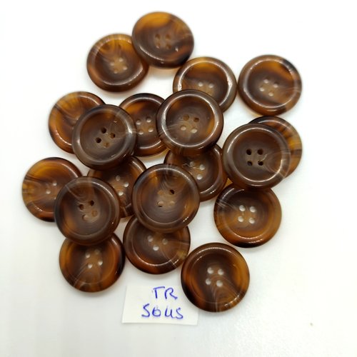 19 boutons en résine marron - 17mm - tr5645