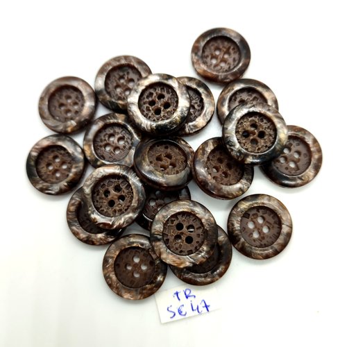 19 boutons en résine marron - 17mm - tr5647
