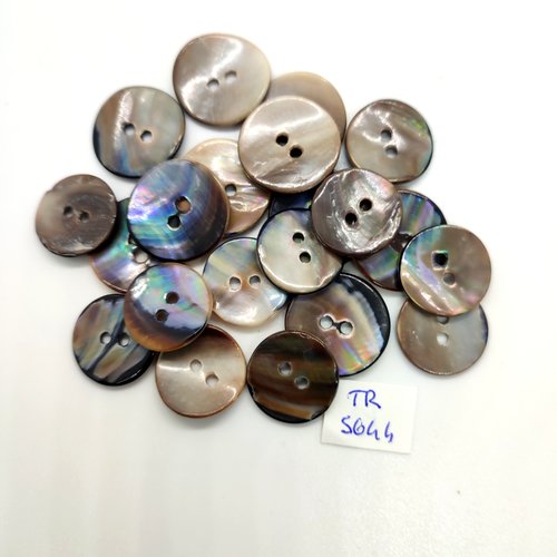 20 boutons en nacre marron - 20mm - tr5644