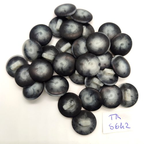 30 boutons en résine bleu / gris - 15mm - tr5642
