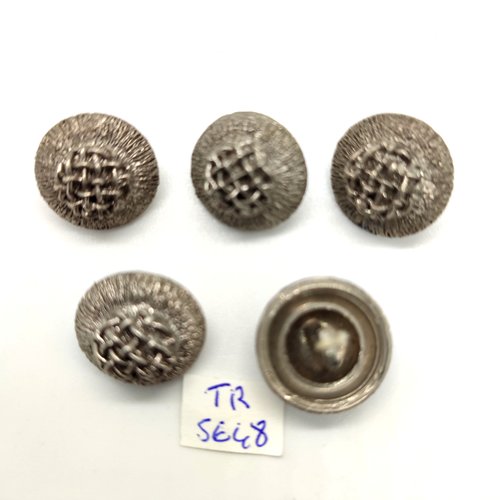 5 boutons en métal argenté - 17mm - tr5648