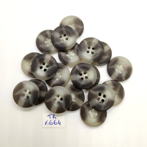 19 boutons en résine marron et beige - 20mm - tr5664