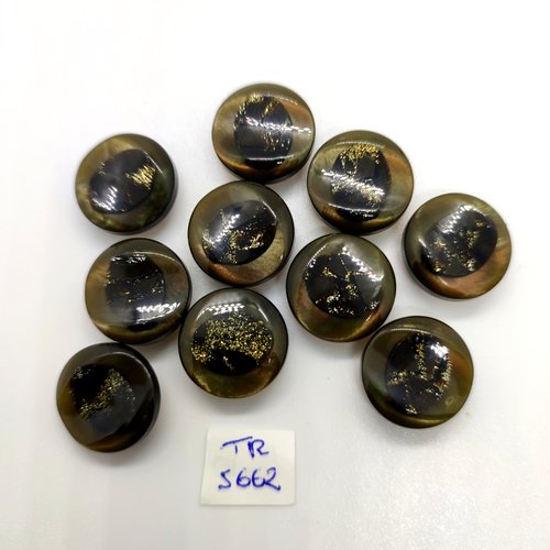 10 boutons en résine vert pailleté - 17mm - tr5662