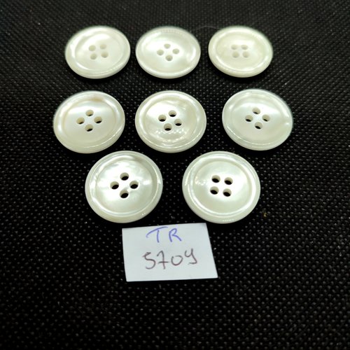 8 boutons en résine blanc - 20mm - tr5709
