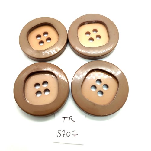 4 boutons en résine marron et beige - 35mm - tr5707