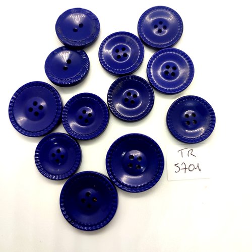12 boutons en résine bleu - 22mm et 18mm - tr5701