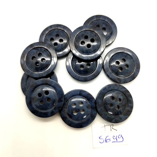 10 boutons en résine gris / bleu - 20mm - tr5699