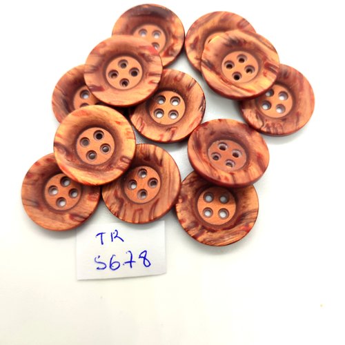 12 boutons en résine marron - 18mm - tr5678