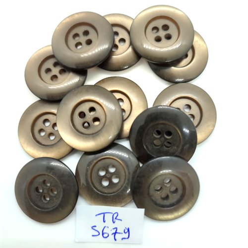13 boutons en résine marron - 20mm - tr5679