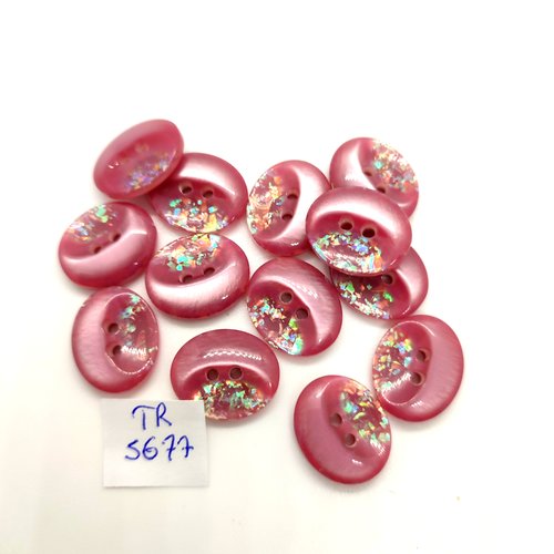 13 boutons en résine fuchsia clair - 15x18mm - tr5677