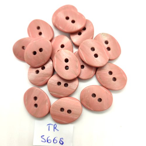 17 boutons en résine vieux rose - 14x18mm - tr5666