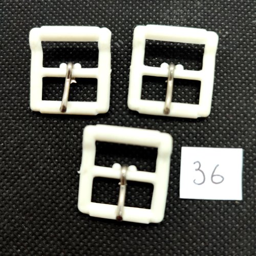 3 boucles de ceinture en résine blanc - 23x24mm