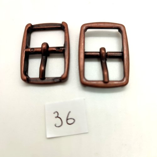 2 boucles de ceinture en métal cuivre - 21x29mm