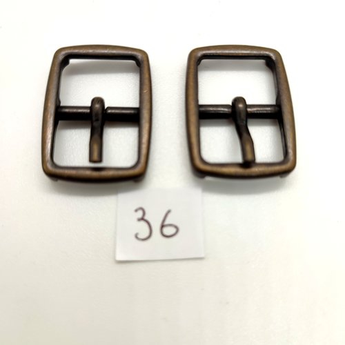2 boucles de ceinture en métal bronze - 21x29mm