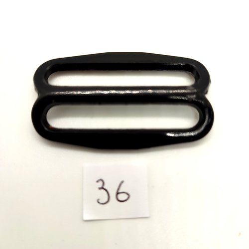 1 boucle de ceinture coulissante en résine noir - 26x47mm