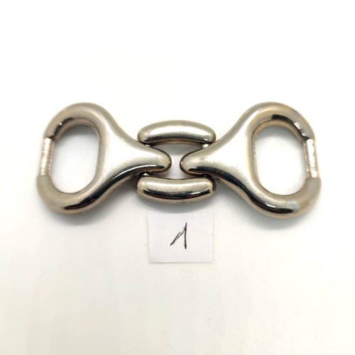 1 boucle de ceinture en métal argenté - 30x85mm