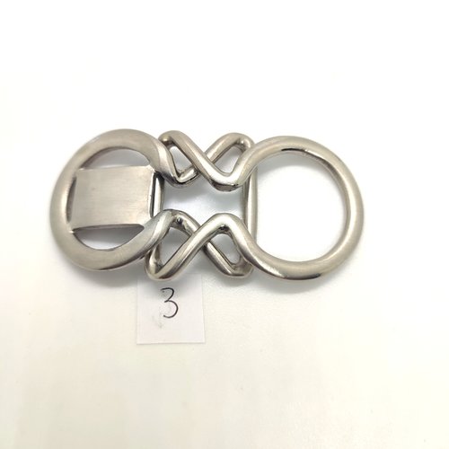 1 boucle de ceinture en métal argenté - 77x30mm