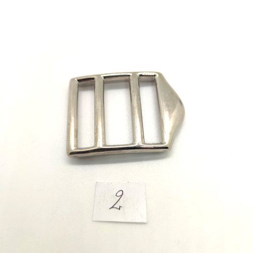 1 boucle de ceinture coulissante en métal argenté - 31x40mm