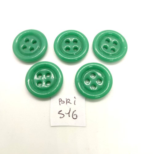 5 boutons en résine vert - 18mm - bri516