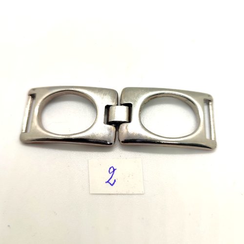 1 boucle de ceinture coulissante en métal argenté - 70x22mm