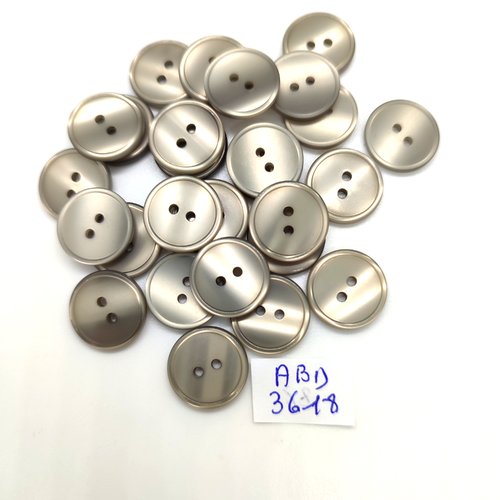 28 boutons en résine gris - 15mm - abd3618