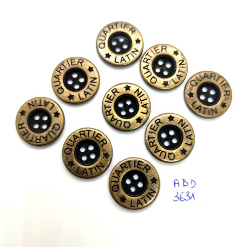 9 boutons en métal bronze - 20mm - abd3631