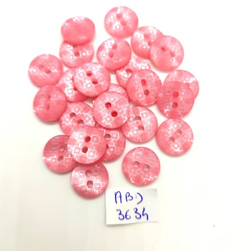 24 boutons en résine rose - 13mm - abd3634