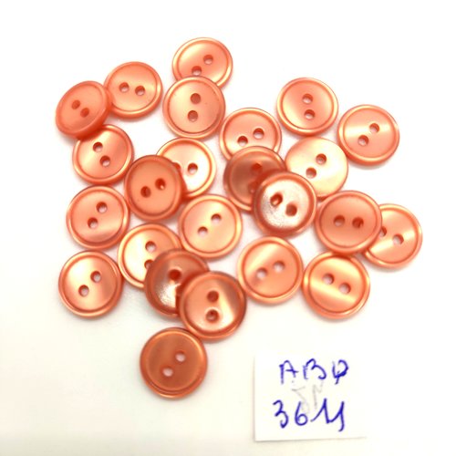 24 boutons en résine rose / orangé - 10mm - abd3611