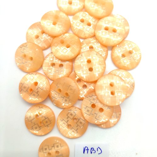 24 boutons en résine orange clair - 15mm - abd3612