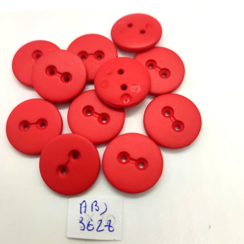 10 boutons en résine rouge - 18mm - abd3628
