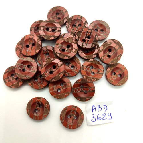 25 boutons en résine gris et marron - 13mm - abd3629