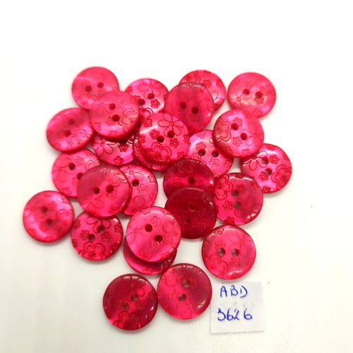 26 boutons en résine fuchsia - 15mm - abd3626