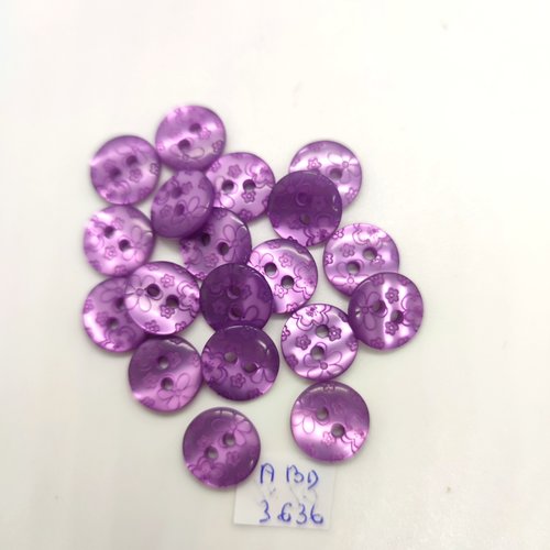 20 boutons en résine violet / lilas - 13mm - abd3636