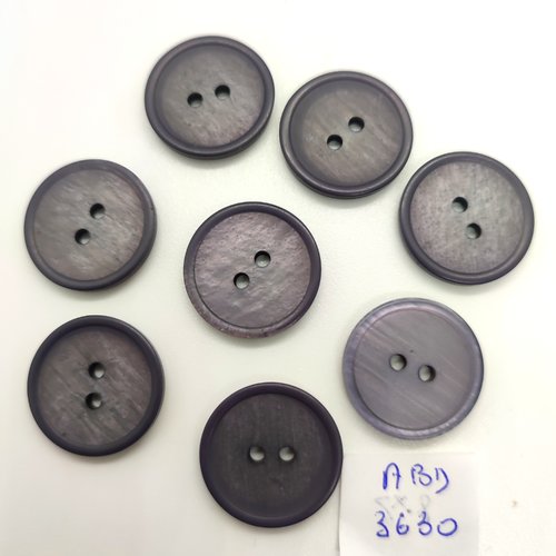 8 boutons en résine gris - 20mm - abd3630