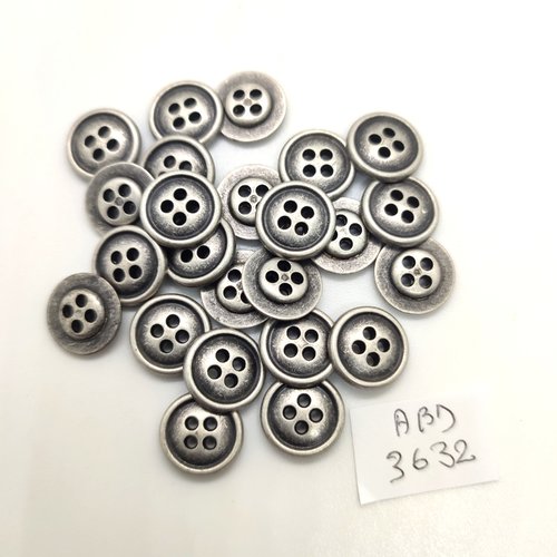 24 boutons en métal argenté - 13mm - abd3632