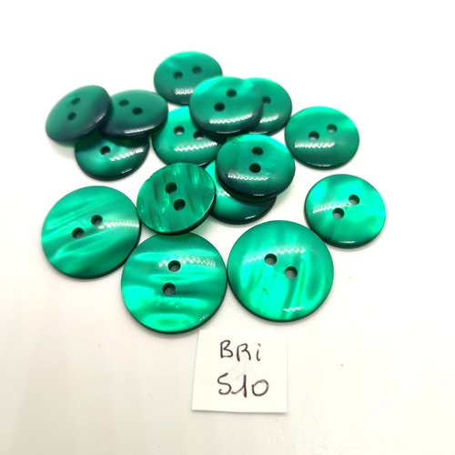 15 boutons en résine vert - 22mm et 18mm - bri510