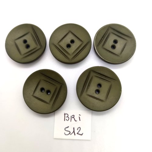 5 boutons en résine kaki - 21mm - bri512