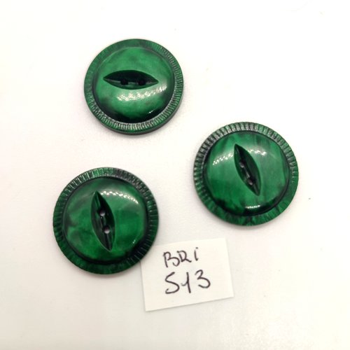 3 boutons en résine vert - 22mm - bri513