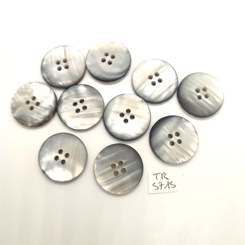 10 boutons en résine gris / beige - 23mm - tr5715