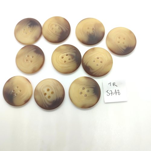 10 boutons en résine marron et beige - 25mm - tr5718