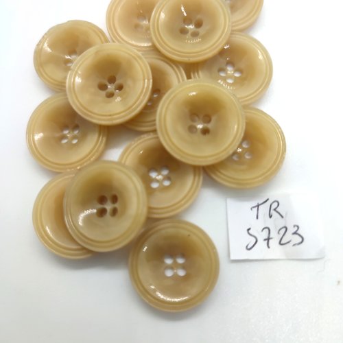 14 boutons en résine beige - 18mm - tr5723