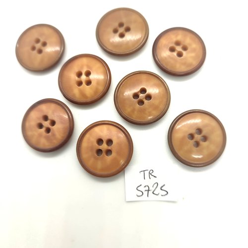 8 boutons en résine beige et noir - 20mm - tr5725