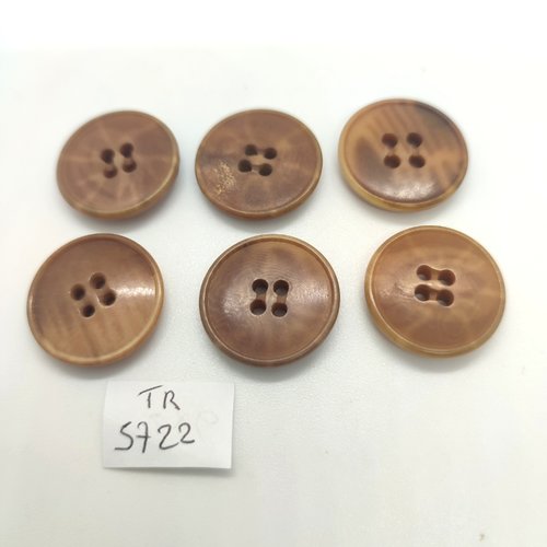6 boutons en résine beige foncé - 22mm - tr5722
