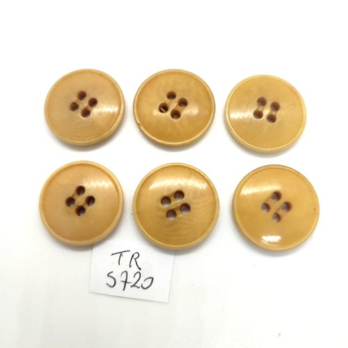 6 boutons en résine beige - 22mm - tr5720