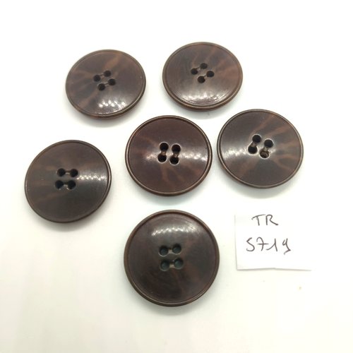 6 boutons en résine marron - 27mm - tr5719