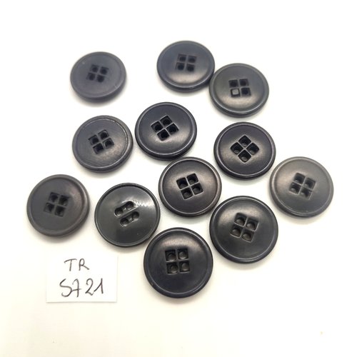 12 boutons en résine gris foncé - 17mm - tr5721
