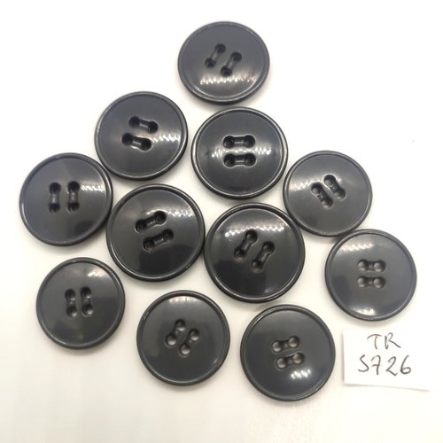 11 boutons en résine gris foncé - 20mm et 22mm - tr5726